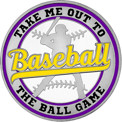 Yellow "Baseball" with Purple Outer Circular Borders